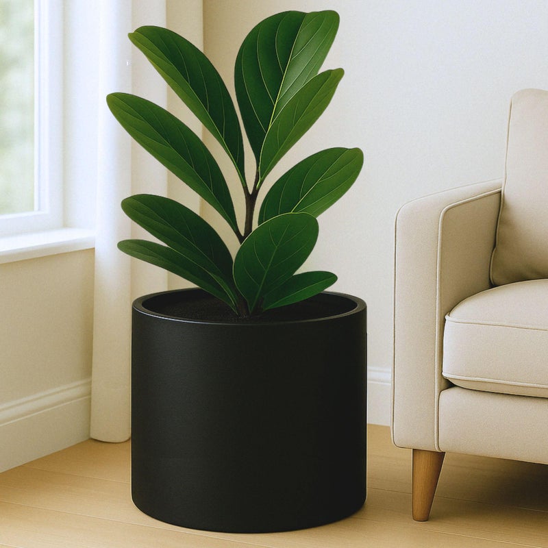 Fox & Fern 14.6 Inch Extra Large Planter â€” Premium Lightweight Fiberstone Matte Black Plant Pot with Drainage Plug; Big Planter for Indoor & Outdoor Use; Weather Resistant & UV Resistant - Image 1